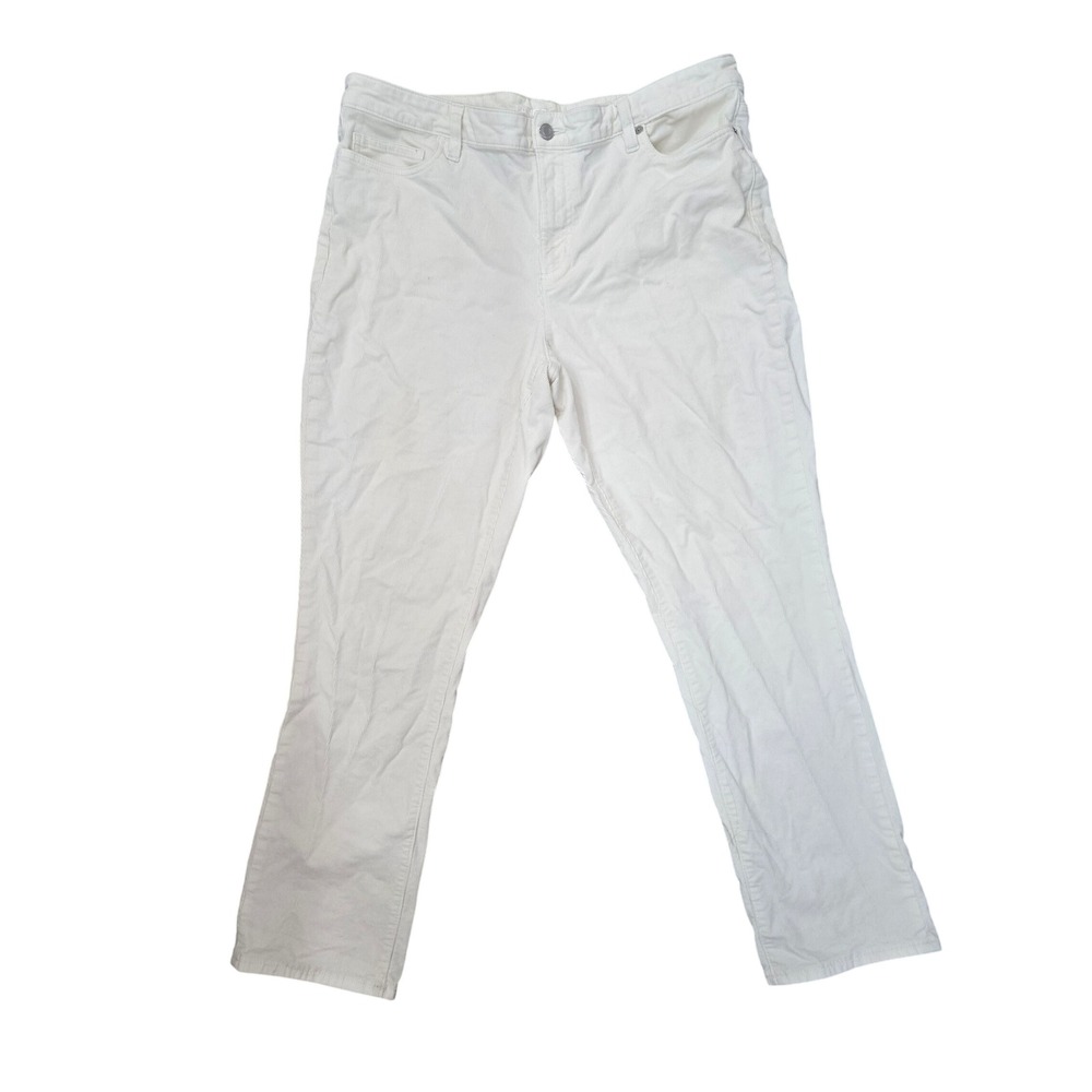 Lands End Womens Ivory Corduroy Straight Leg Pants Cream Size 16 Stretch Cords